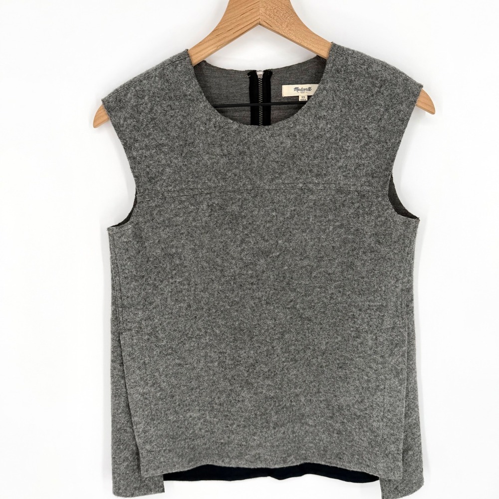 NWOT Madewell‎ XS Gray Wool Vest Top Quiet Luxury Minimalist